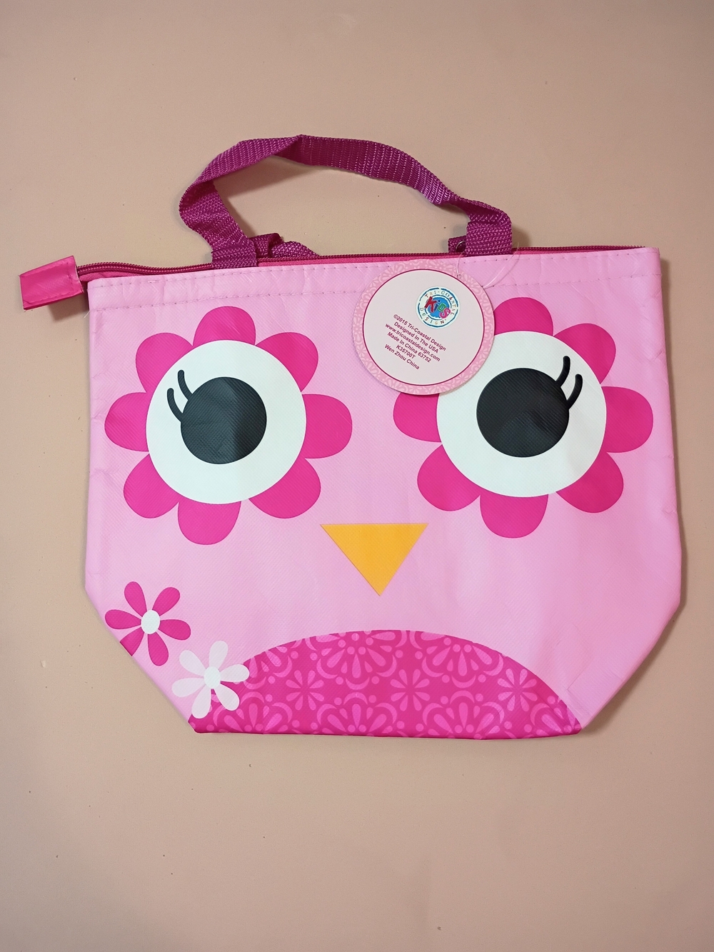 Tri-Coastal Design Kids Pink Owl Insulated Lunch Bags NWT